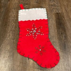 Christmas Stocking Snowflake Beaded Felt